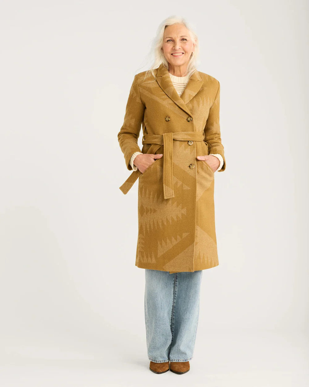 Pendleton Jacquard Wool Trench Coat