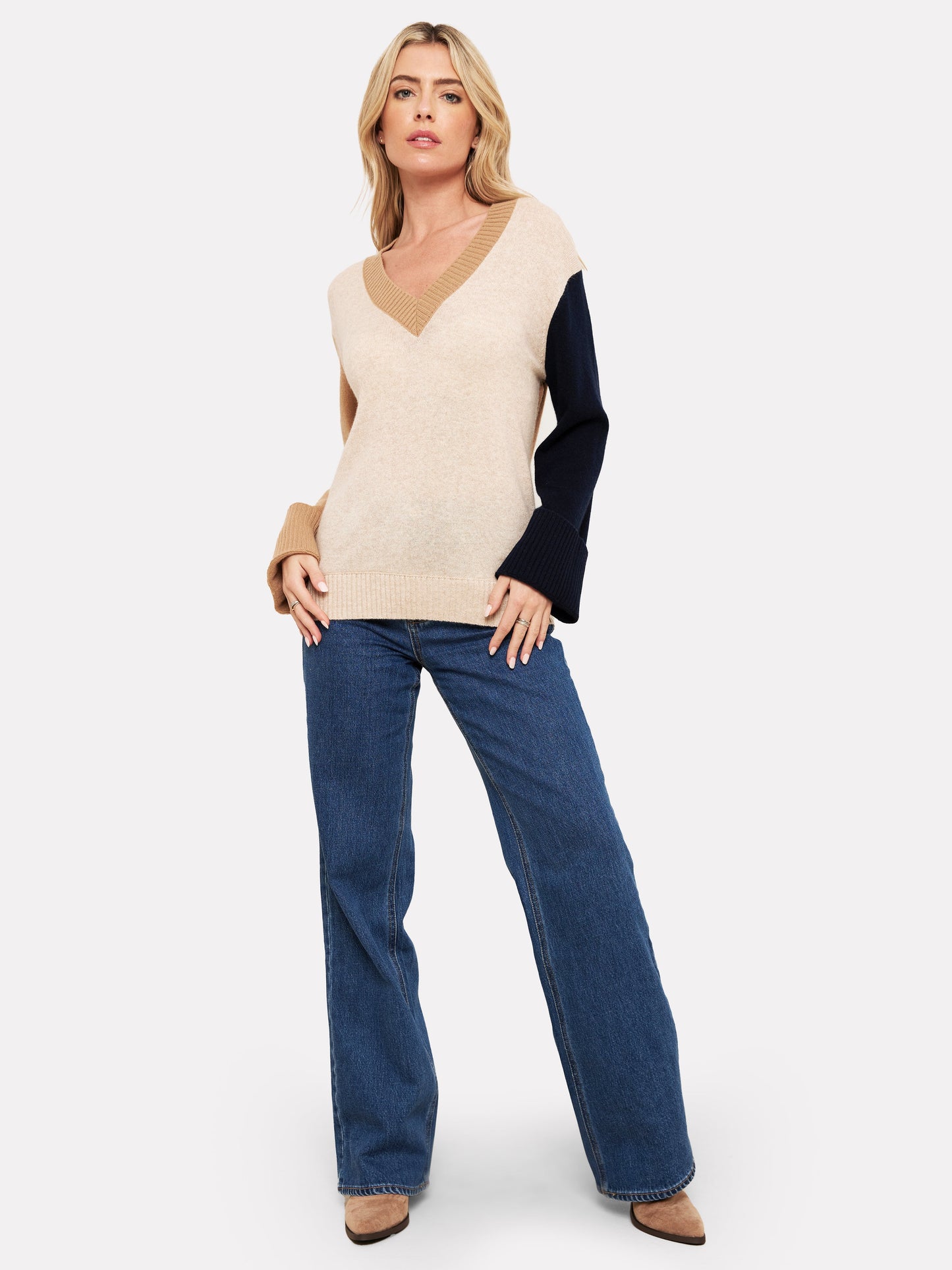 Brodie Colourblock V Neck Sweater