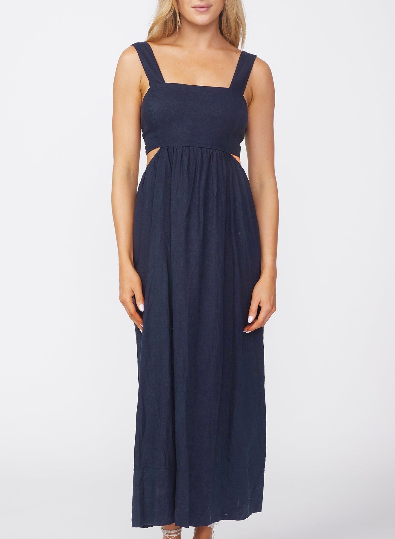 Stateside Linen Open Back Midi Dress