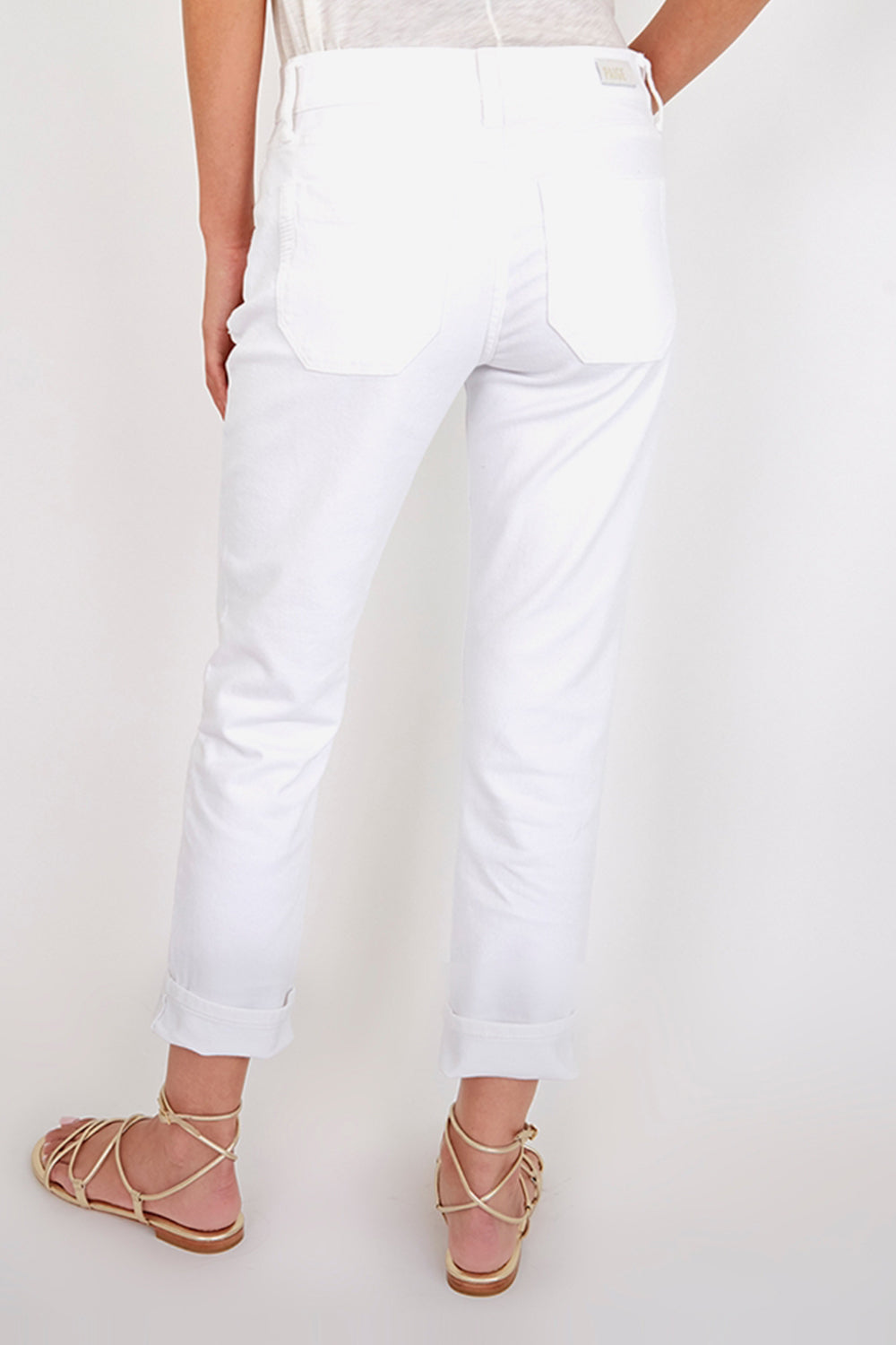 PAIGE - BRIGETTE BOYFRIEND SKINNY FASHION PATCH POCKET CRISP WHITE WAS $435