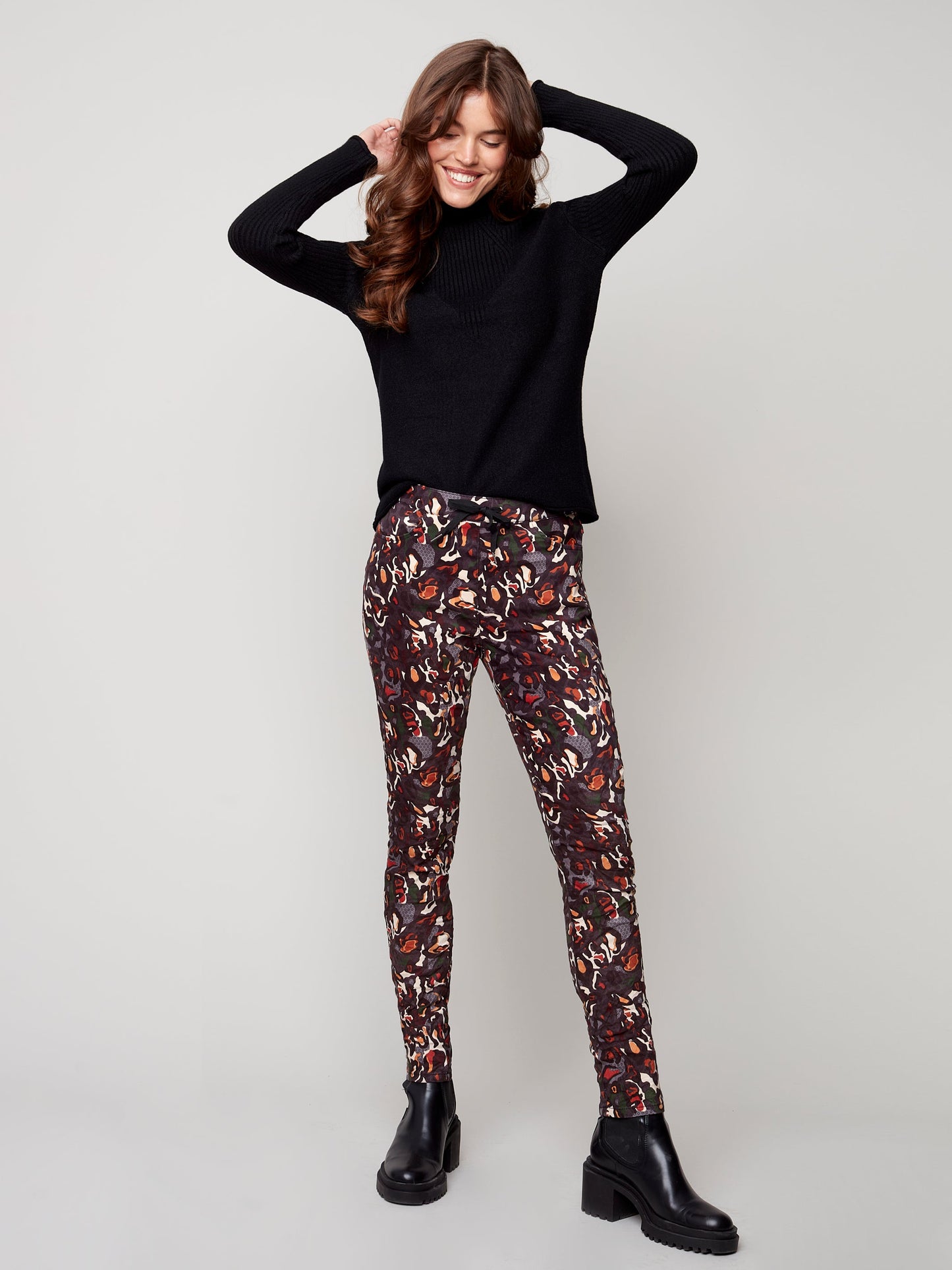 Charlie B Printed Suede Crinkle Pull On Pant