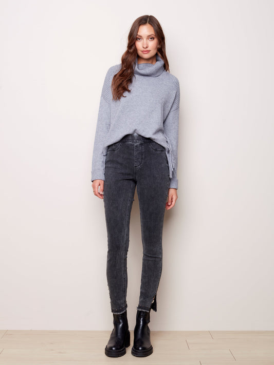 Charlie B Solid Denim Flare Pant