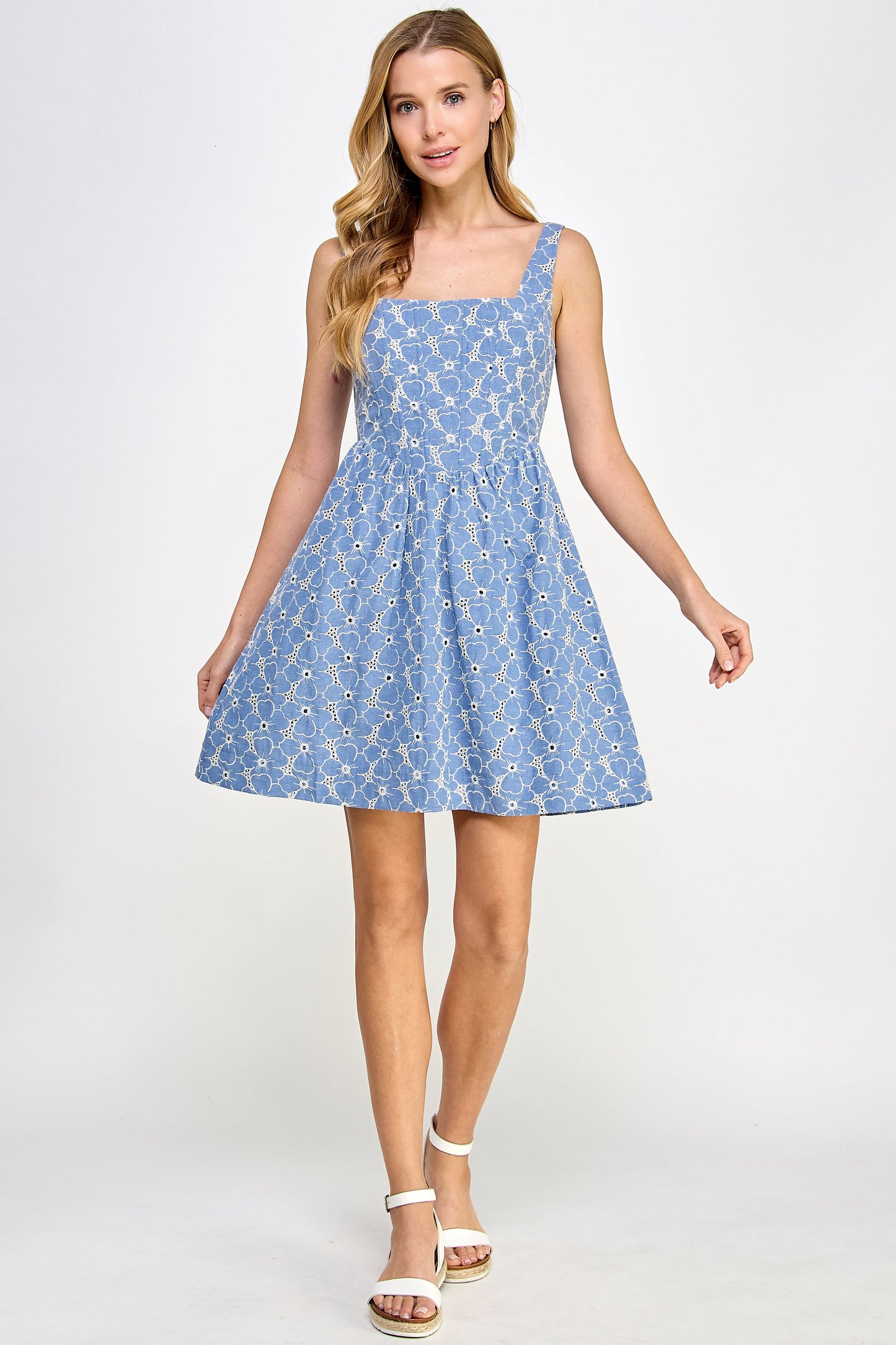 Rubienn Eyelet Denim Mini Dress