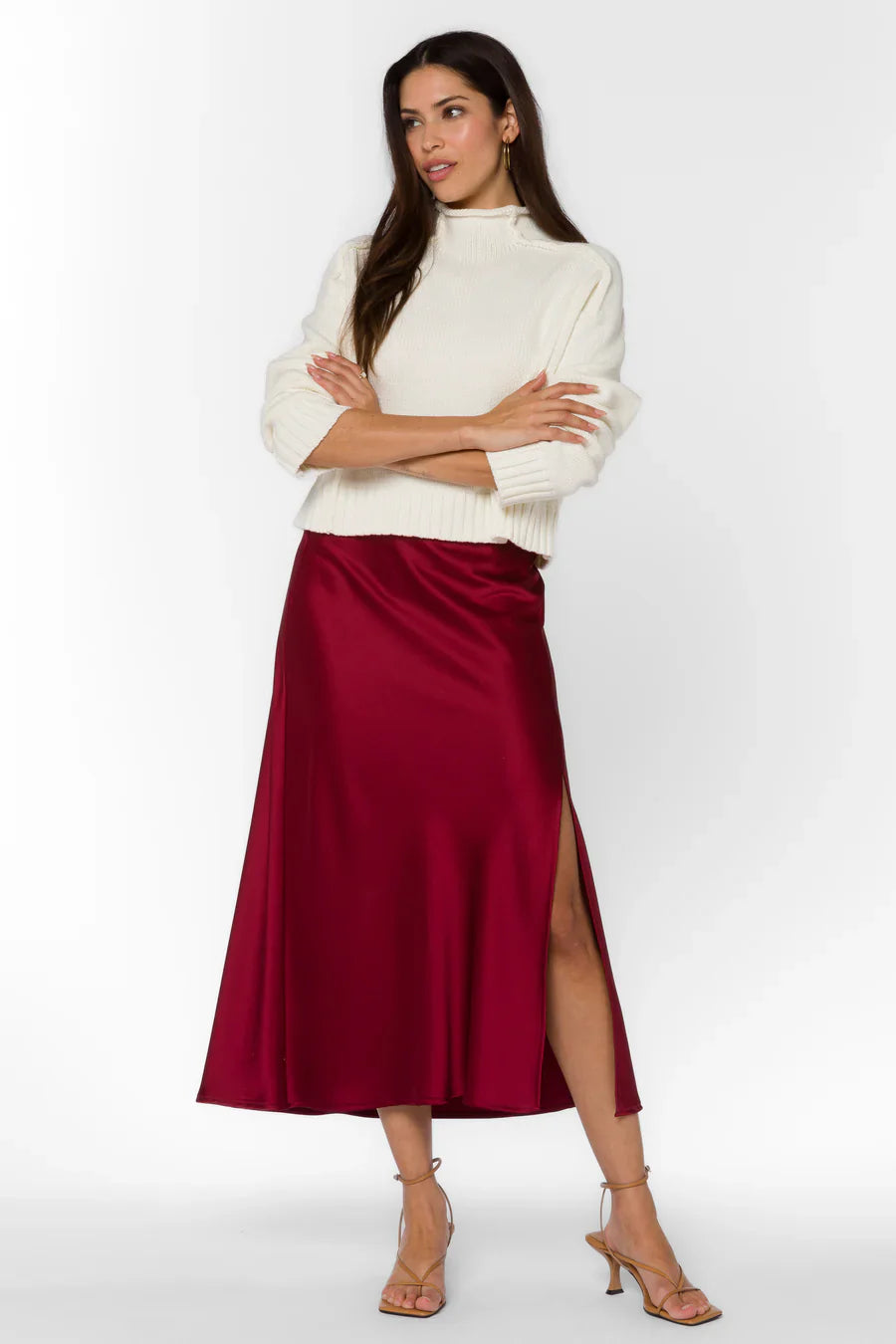 Velvet Heart Gypsy Satin Midi Skirt