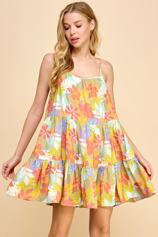 Millibon Tropical Mini Tiered Dress