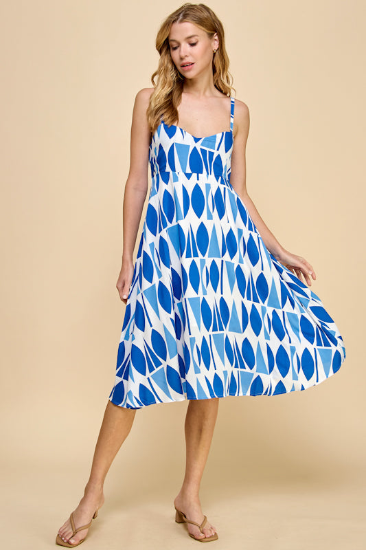 Millibon Oval Print Strappy Midi Dress