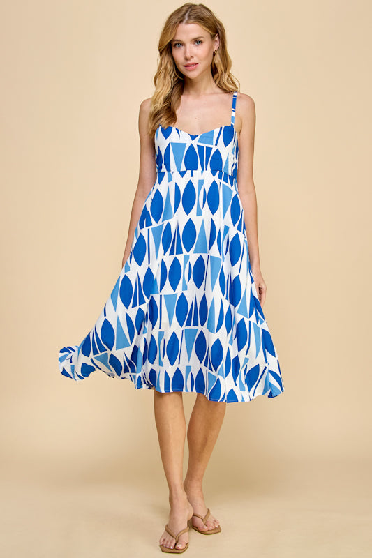 Millibon Oval Print Strappy Midi Dress