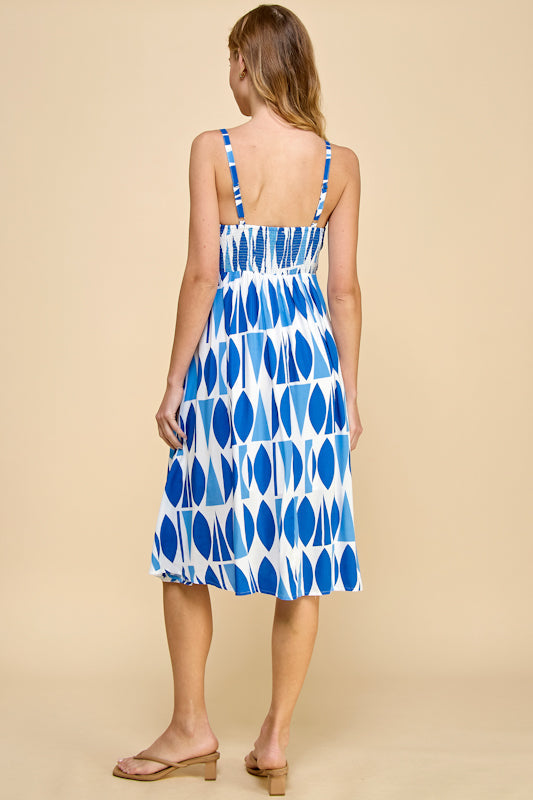 Millibon Oval Print Strappy Midi Dress