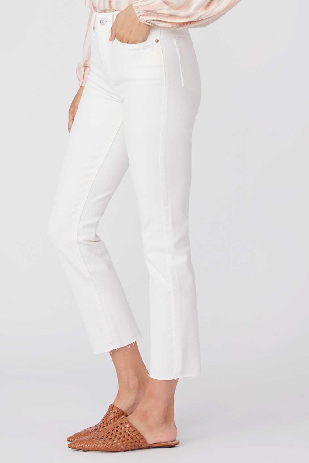 PAIGE - CINDY HIGH RISE STRAIGHT ANKLE RAW HEM TONAL ECRU