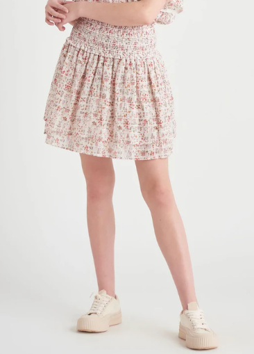 Dex Elastic Waist Tiered Mini Skirt