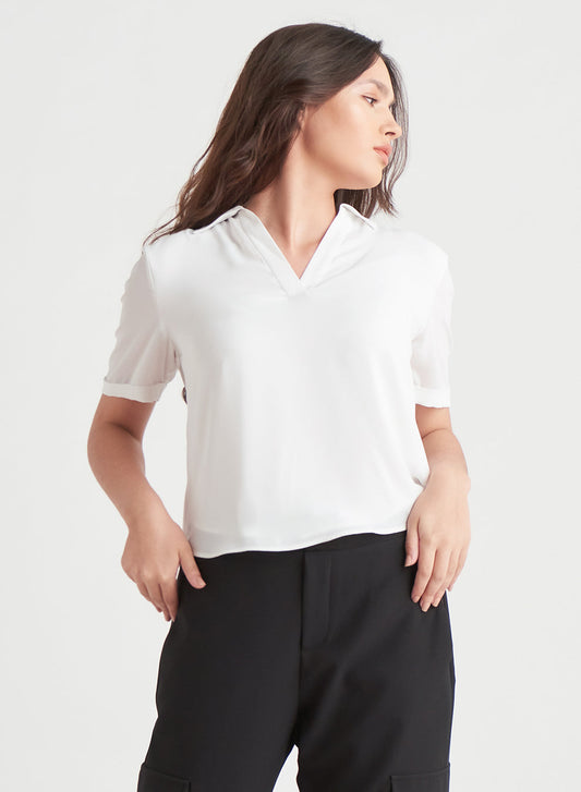 Black Tape Polo Woven Blouse