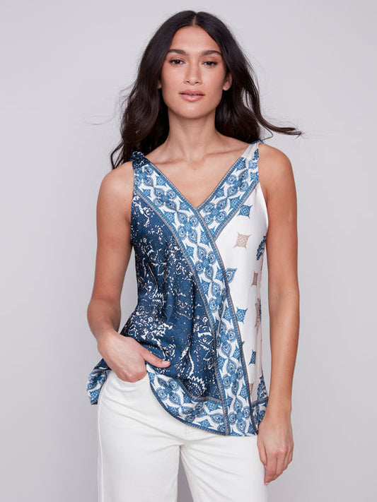 Charlie B Vneck Top With Knot On Shoulder