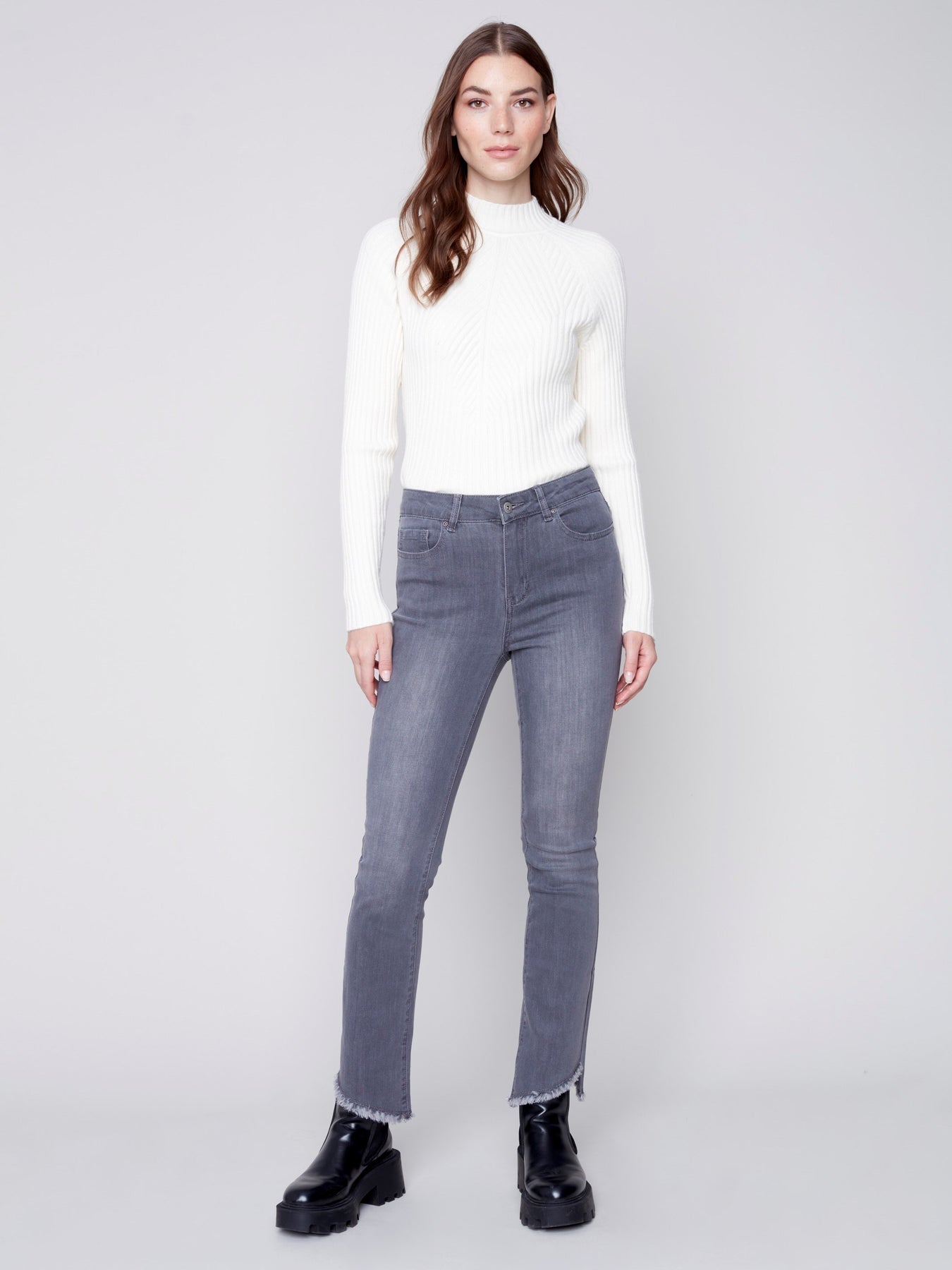 Charlie B Asymmetrical Hem Bootcut Leg Pant