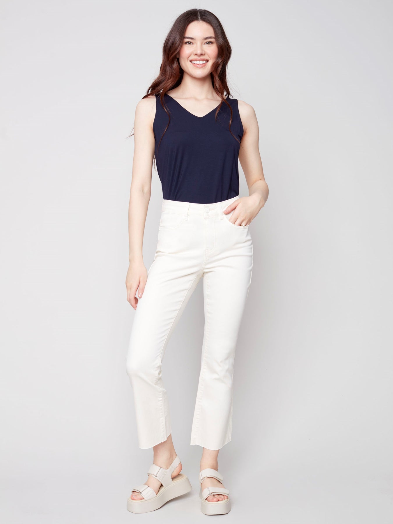 Charlie B Bell Bottom Pant Raw Edge Hem