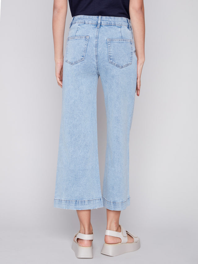 Charlie B Wide Leg Pant With Patch Pockets