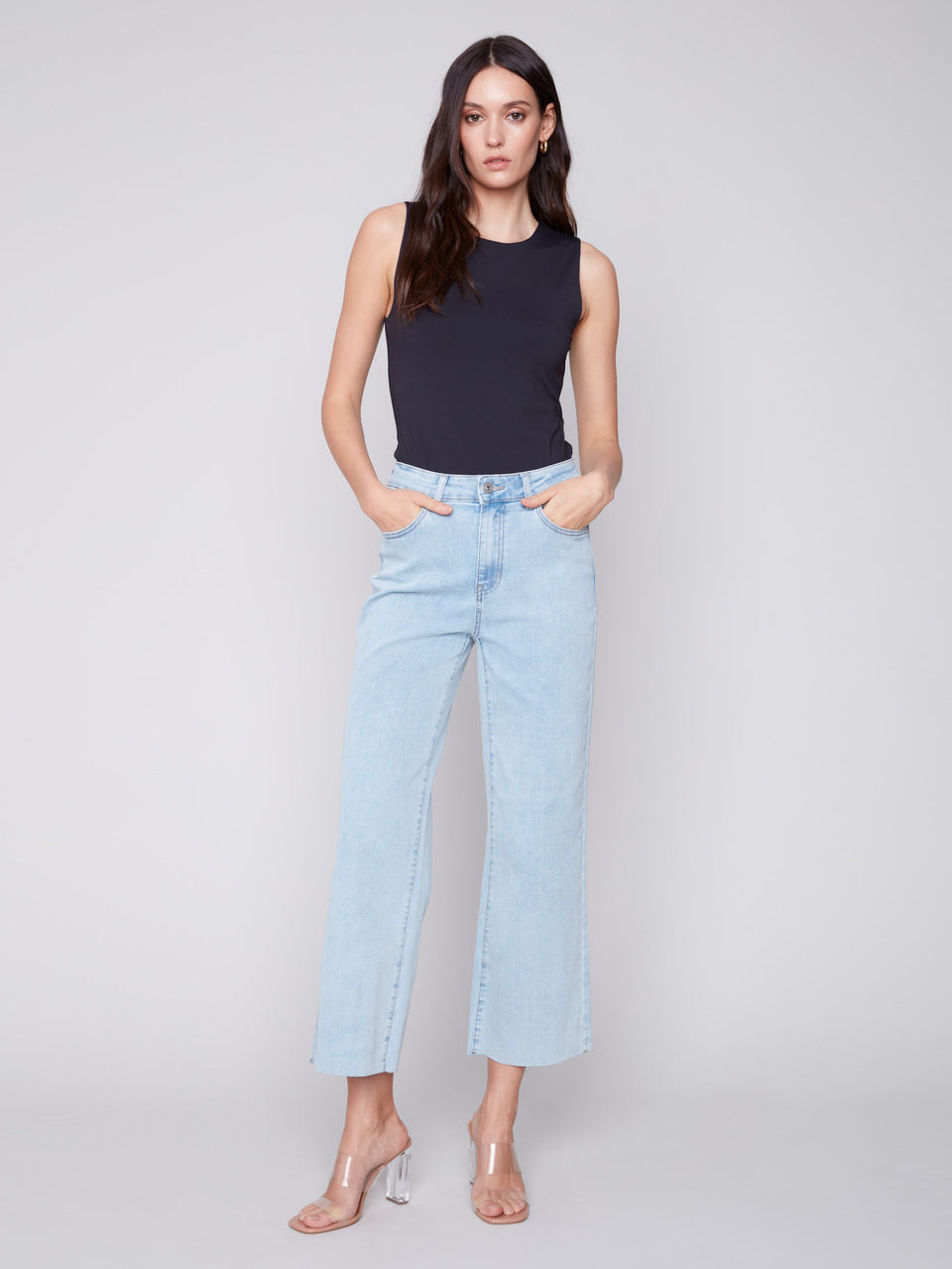 Charlie B Wide Leg Pant Raw Edge Hem