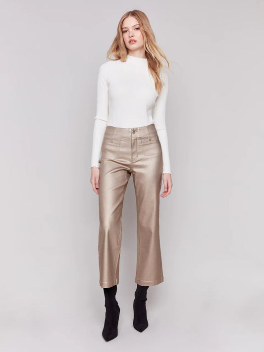 Charlie B Shimmery Twill Pull On Pant w/ Welt Pocket