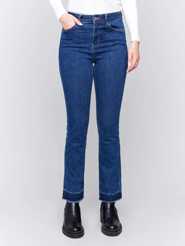 Charlie B Ombre Hem Flare Jeans with Studs