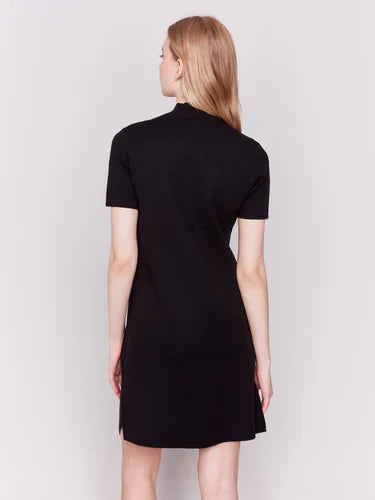 Charlie B Short-Sleeve Mock Neck Sweater Dress