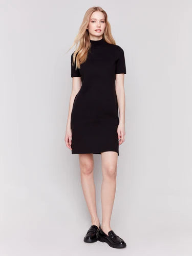 Charlie B Short-Sleeve Mock Neck Sweater Dress