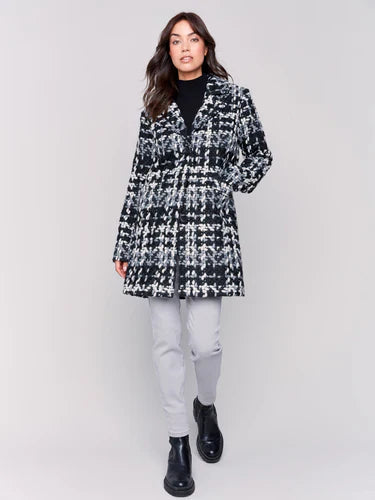 Charlie B Straight Cut Bouclé Knit Coat