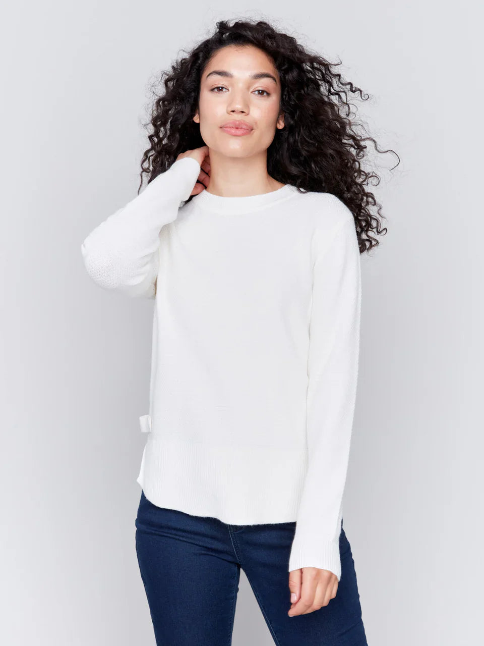 Charlie B Crew-Neck Sweater With Side Tabs