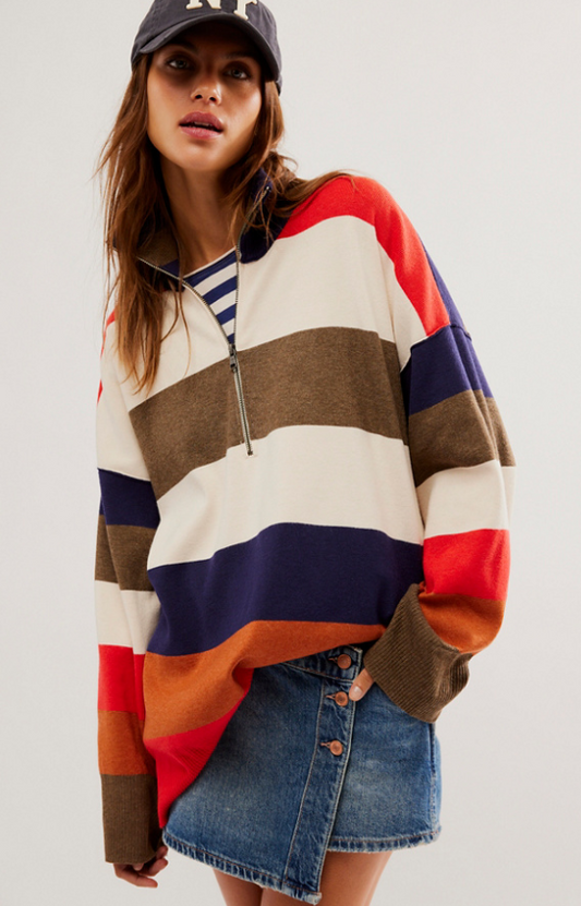 Free People Coastal Stripe Pullover