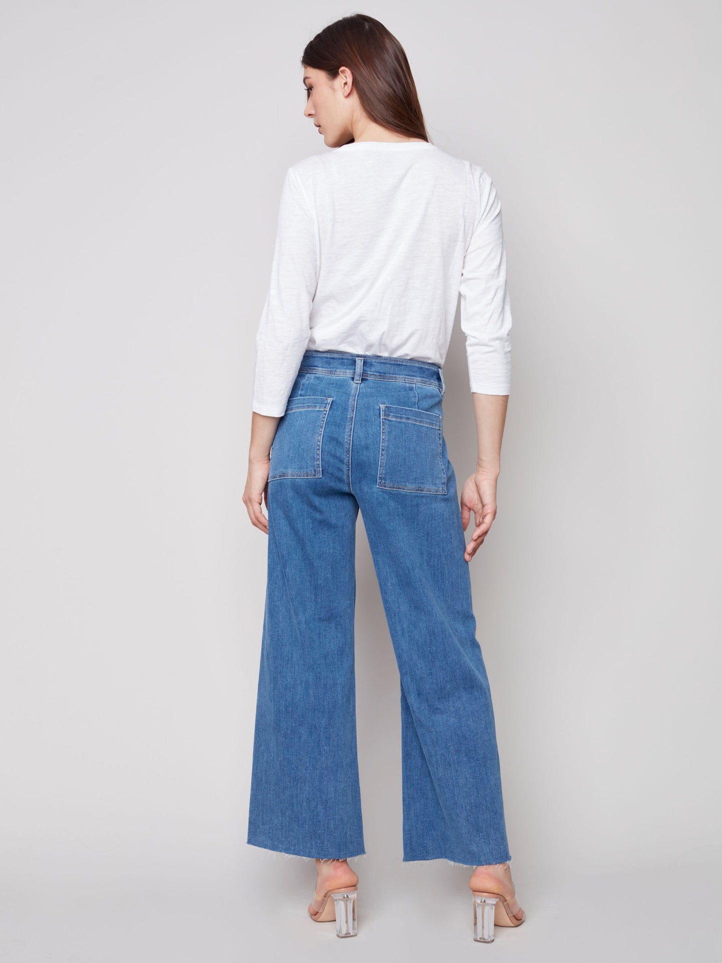 Charlie B Straight Wide Leg Pant With No Outseam