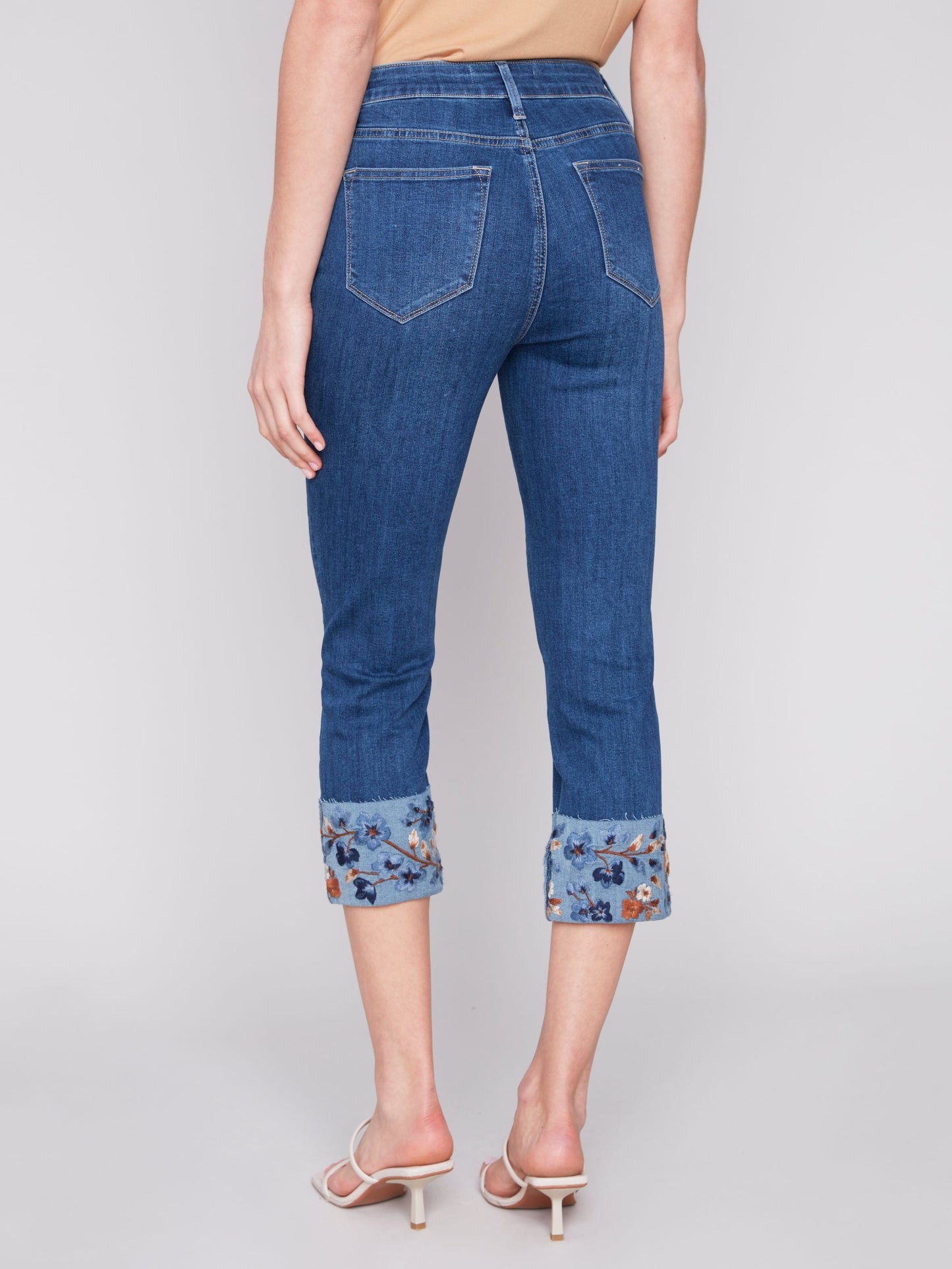 Charlie B Embroidered Cuffed Ankle Pants