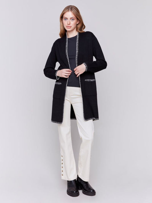 Charlie B Blanket Stitch Long Cardigan