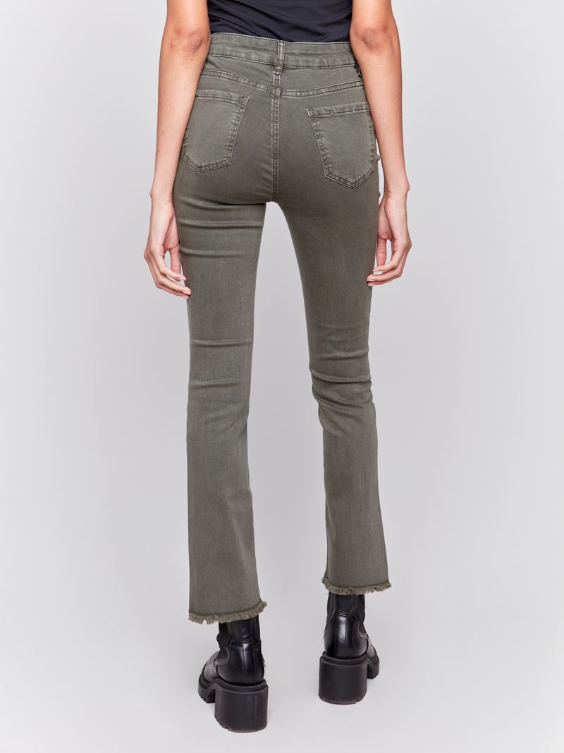 Charlie B Bootcut Twill Pants with Asymmetrical Hem