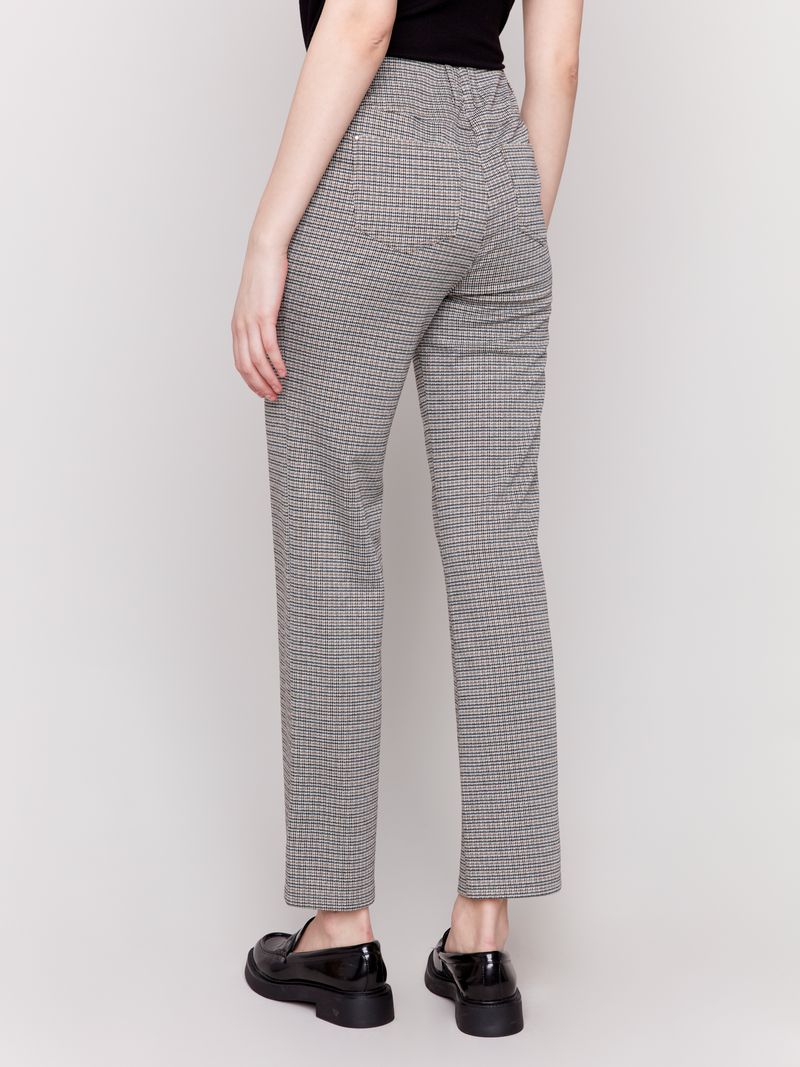 Charlie B Plaid Ponte Pull-On Flare Pants