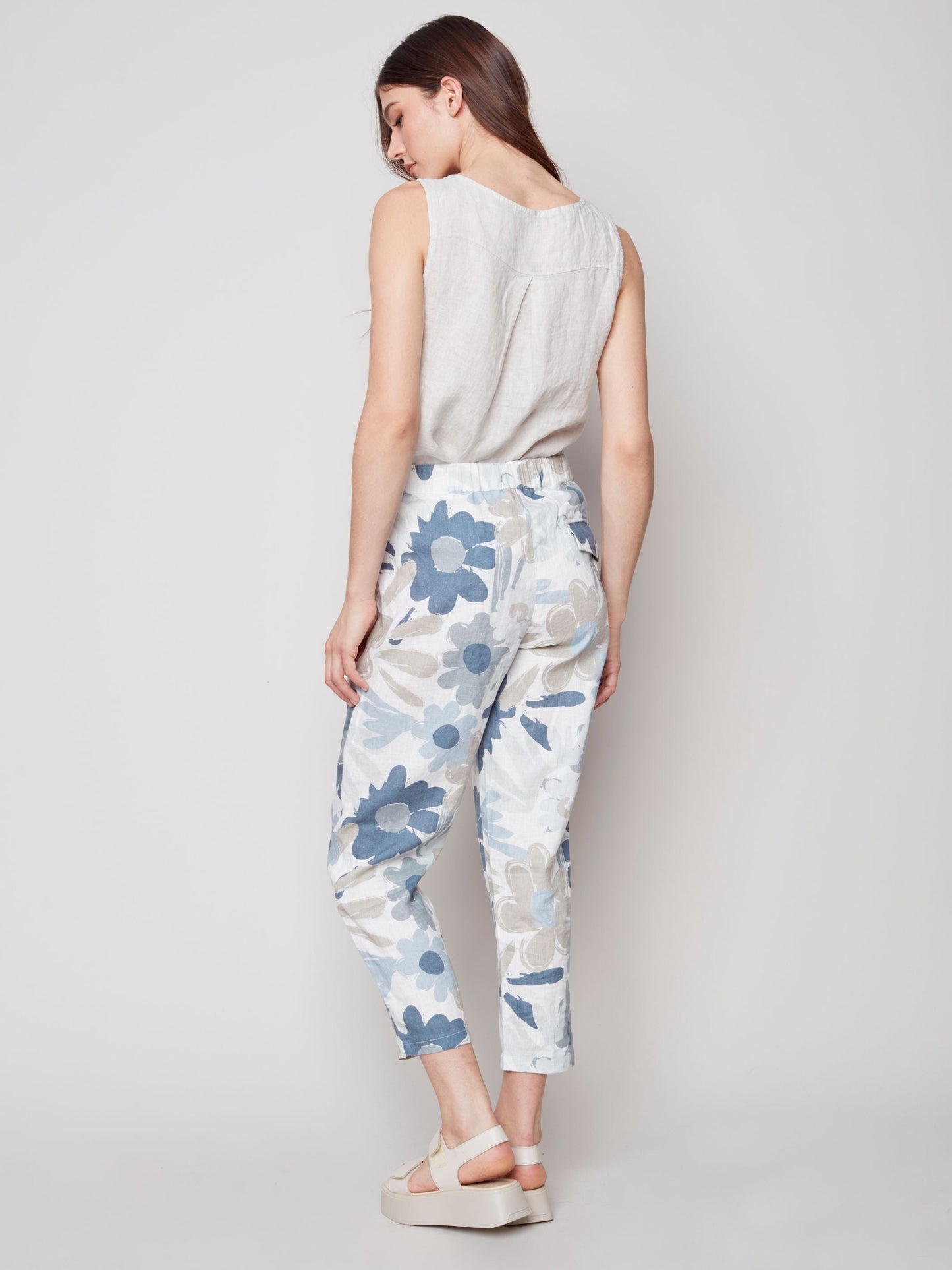 Charlie B Printed Canvas Linen Jogger