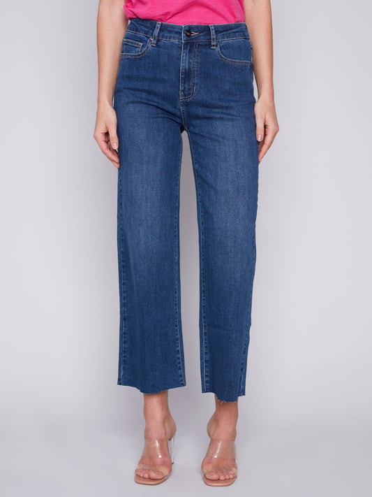 Charlie B Wide Leg Pant Raw Edge Hem