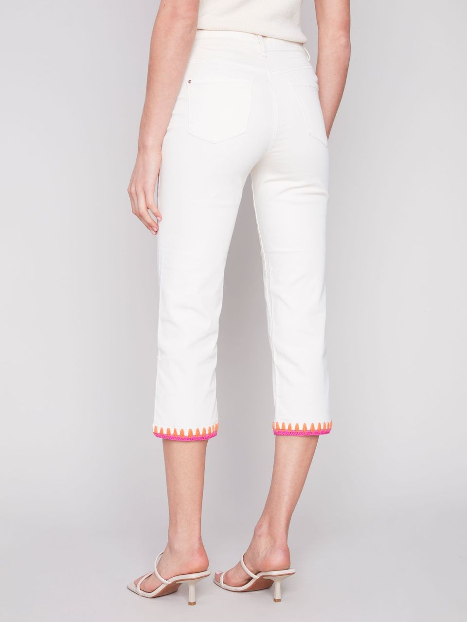 Charlie B Embroidered Hem Regular Denim Pant