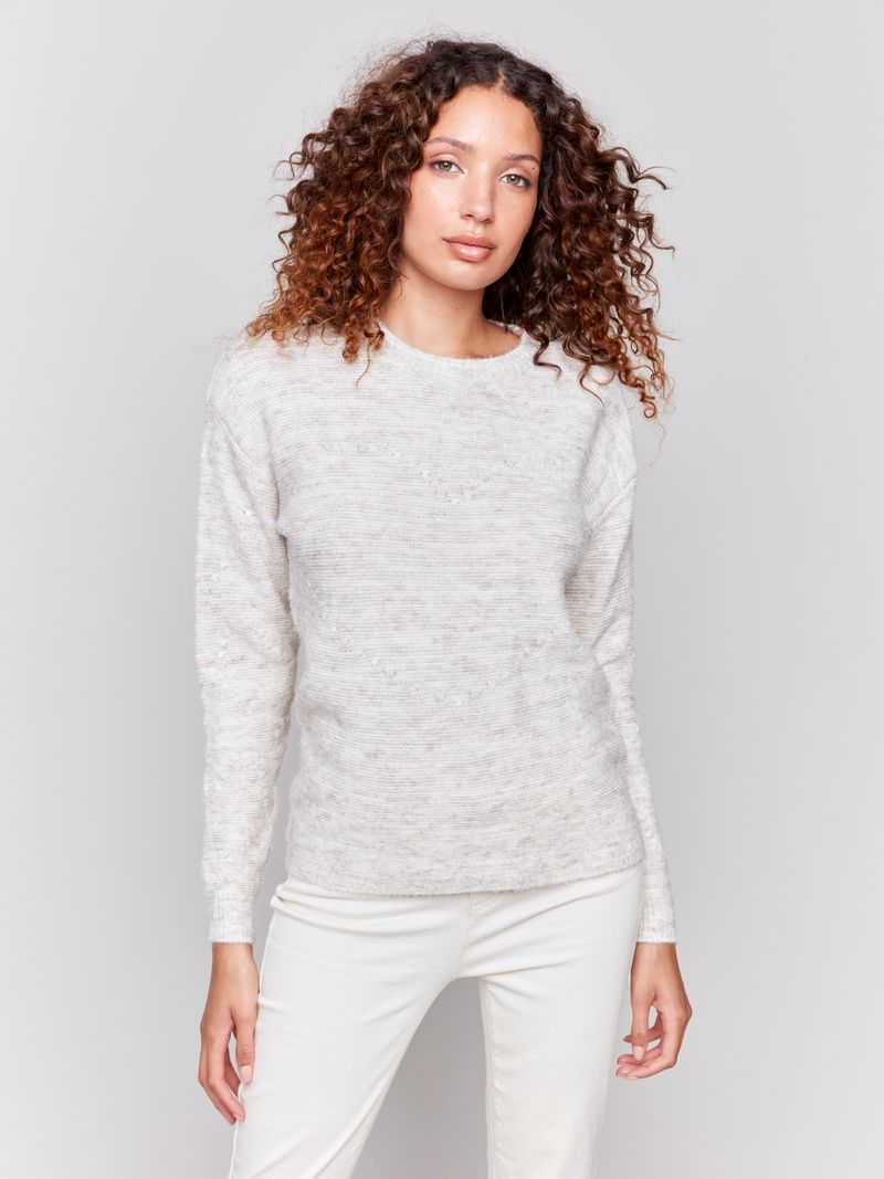 Charlie B Space Dye Knit Sweater with Drop Shoulders