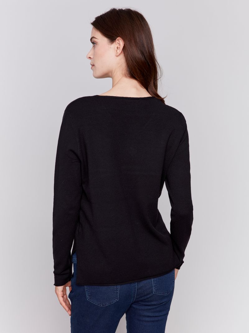 Charlie B Solid Basic Plushy V-Neck Sweater