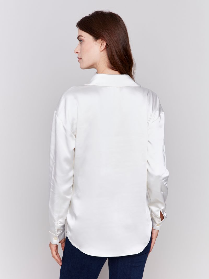 Charlie B Solid Satin Button Down Shirt