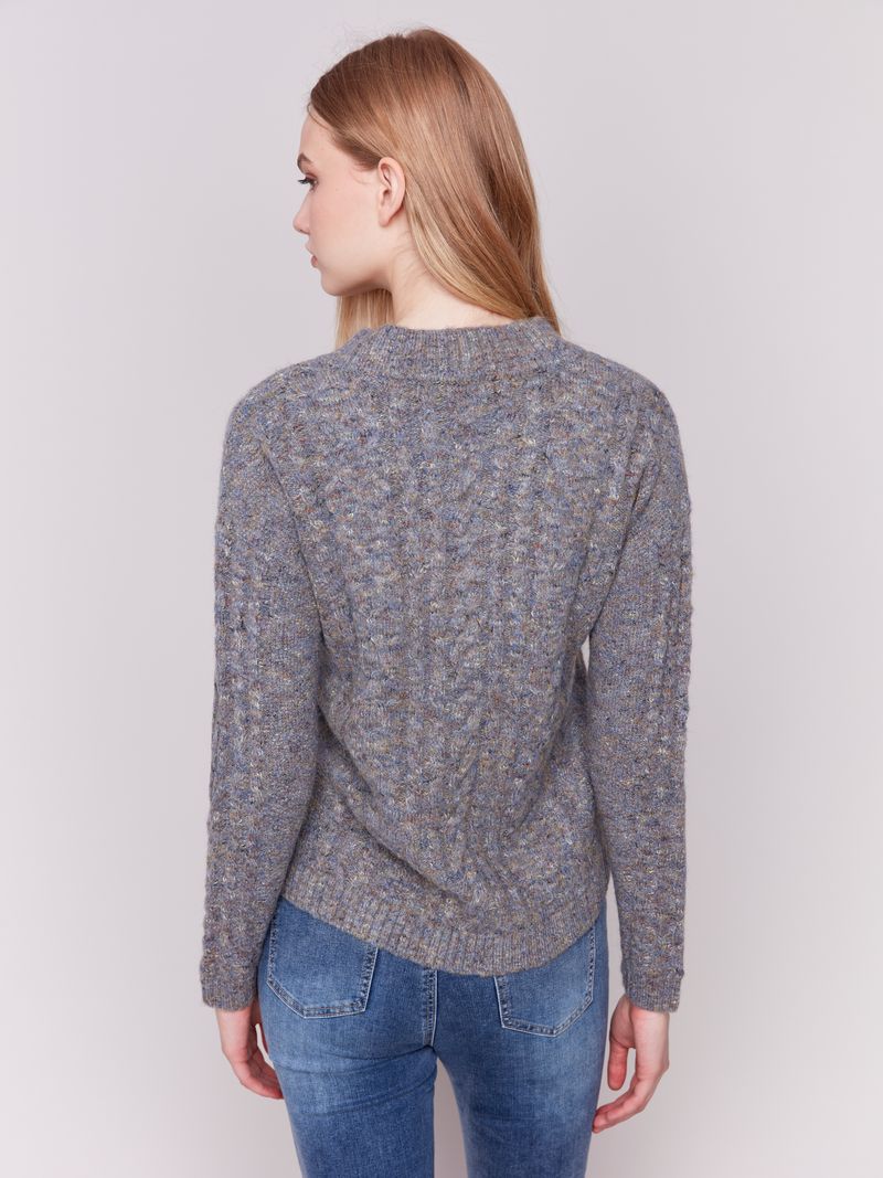 Charlie B Speckled Yarn Cable Knit Sweater