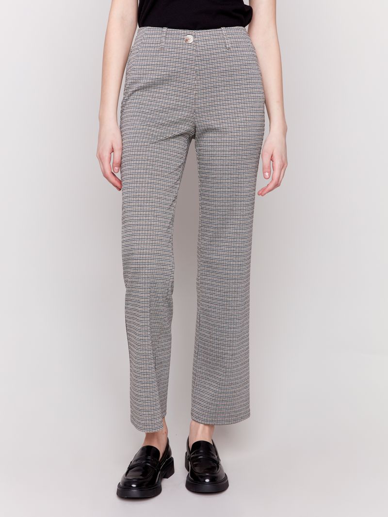 Charlie B Plaid Ponte Pull-On Flare Pants