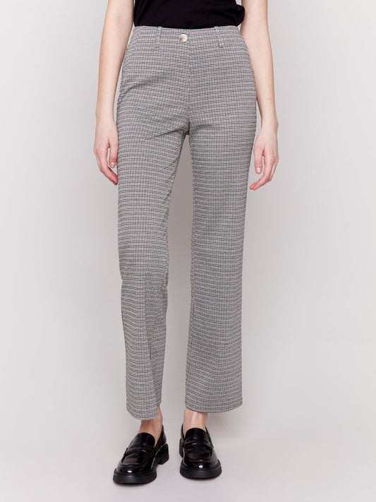 Charlie B Plaid Ponte Pull-On Flare Pants