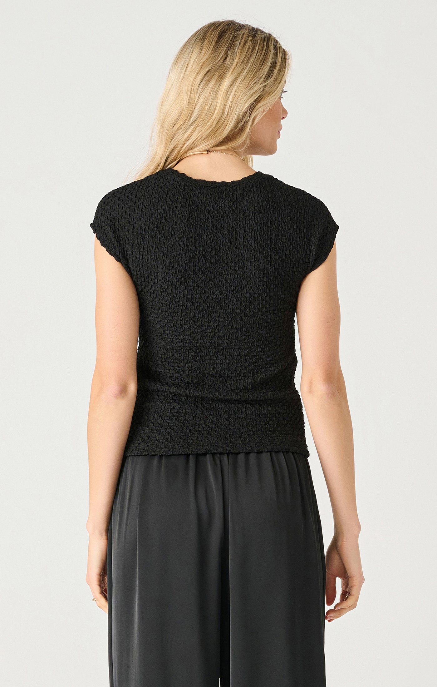 Black Tape SS Drop Shoulder Textured Top