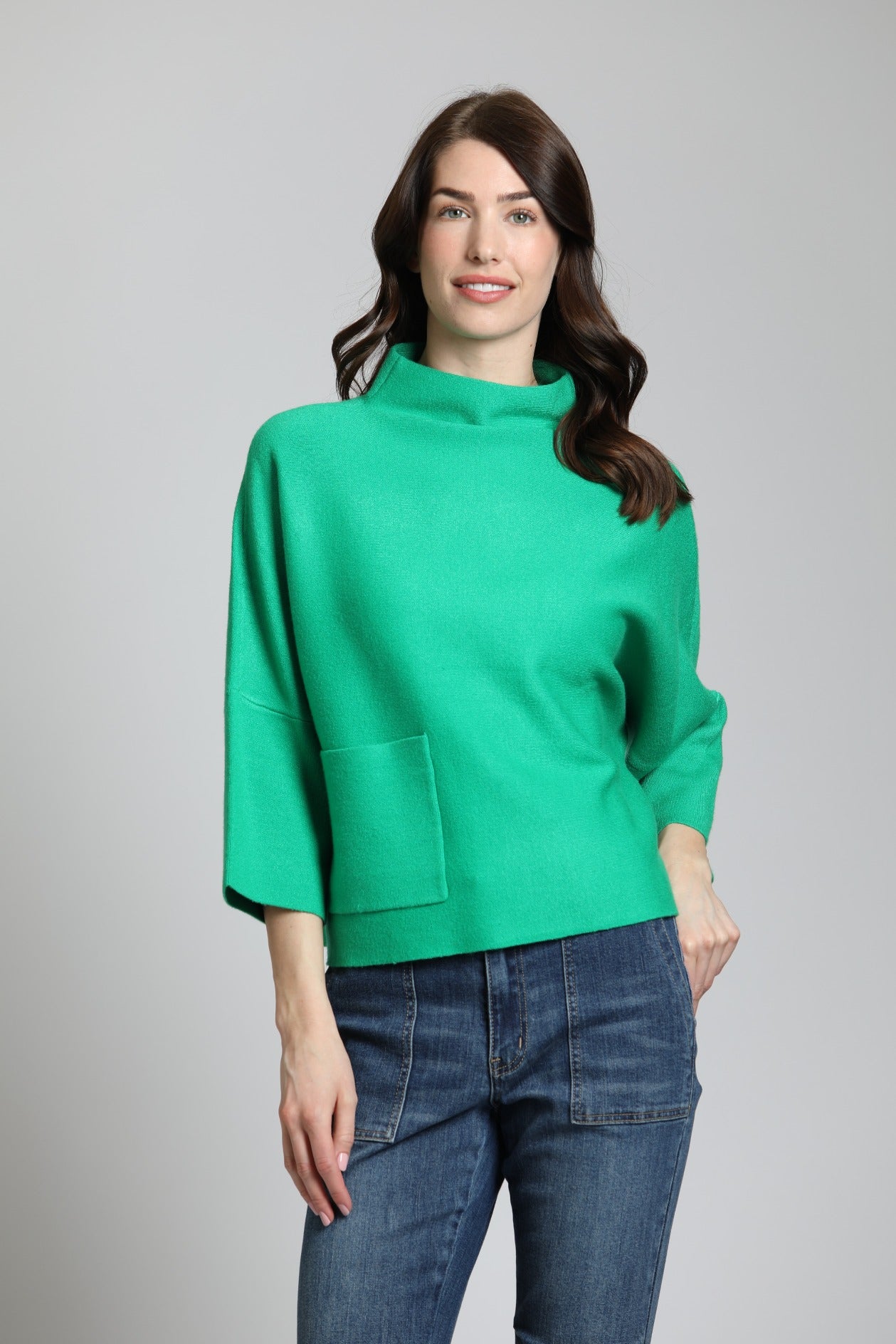 APNY Funnel Neck Sweater With Patch Pocket