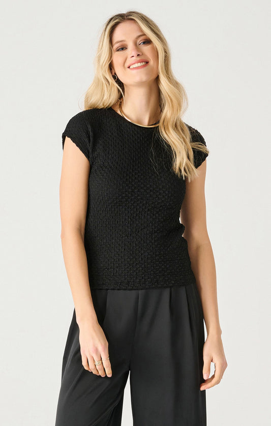 Black Tape SS Drop Shoulder Textured Top