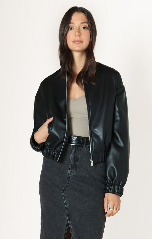 Dex Faux Leather Bomber Jacket