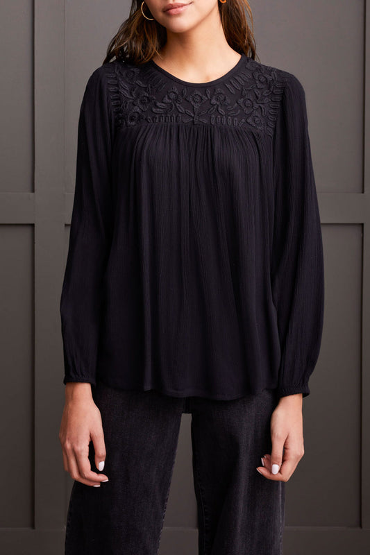 Tribal LS Blouse With  Embroidered Yoke