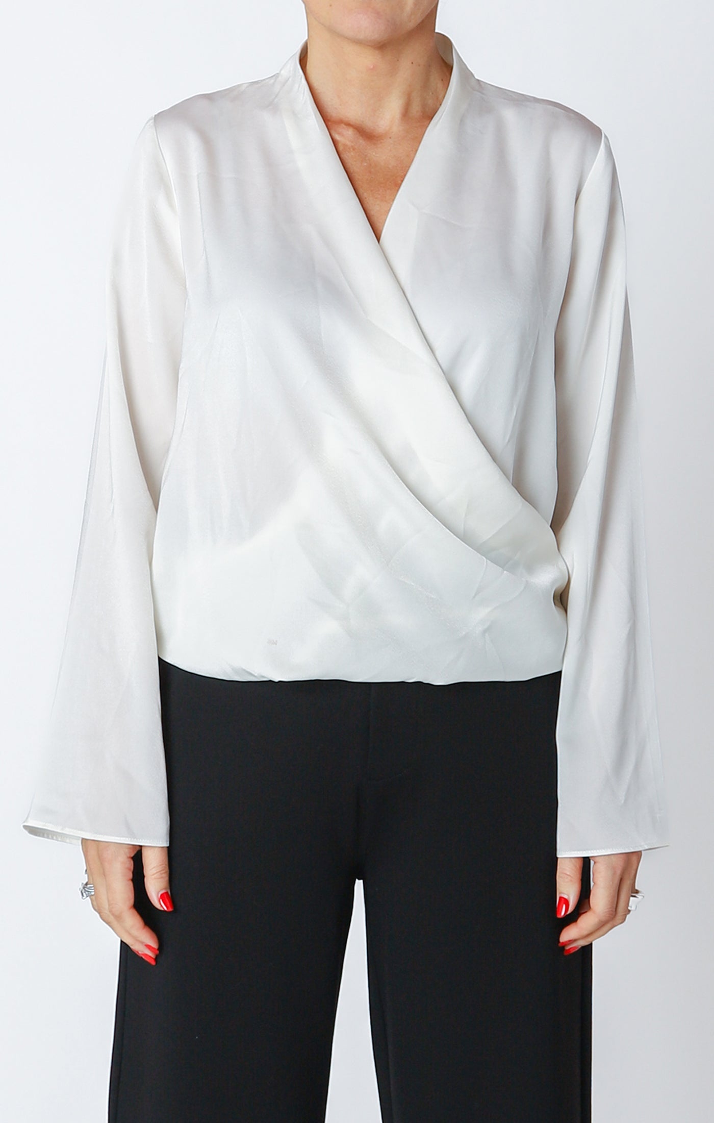 Black Tape LS Soft Wrap Blouse